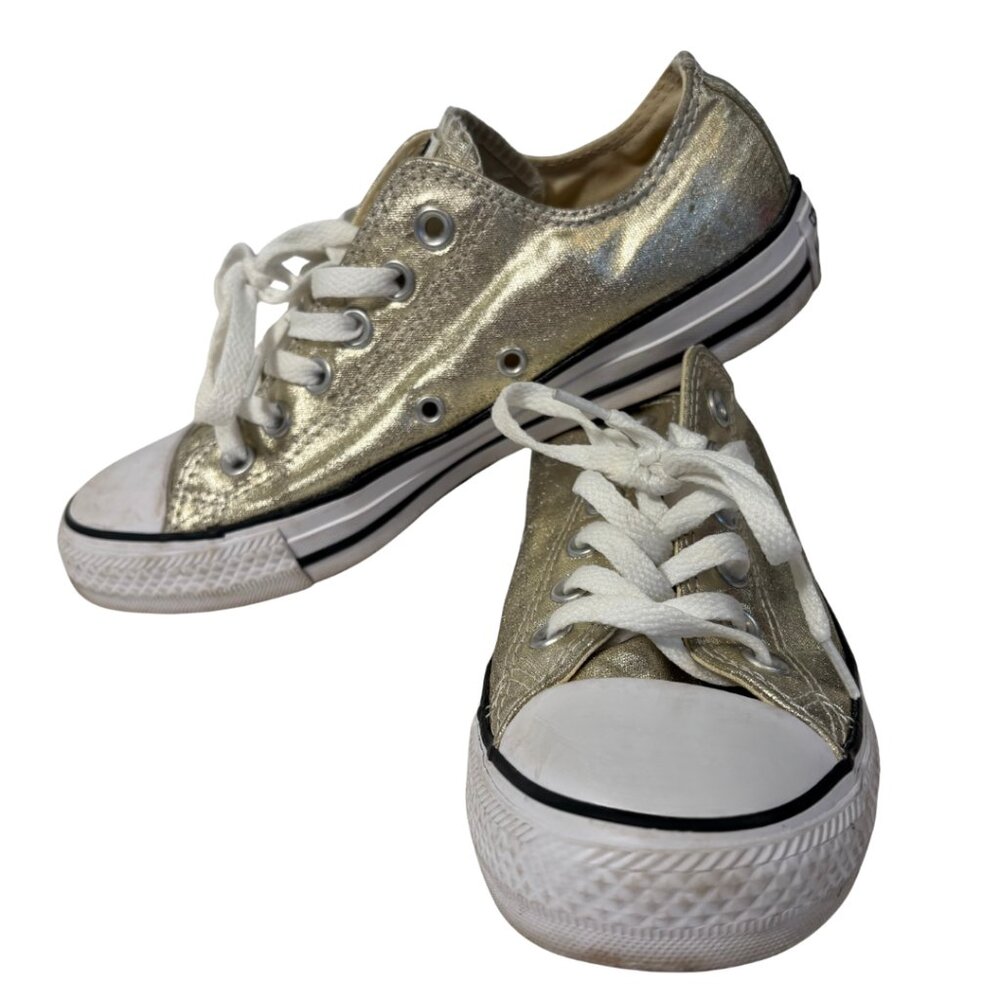 Gold Metallic Low Top Converse (Size 7)